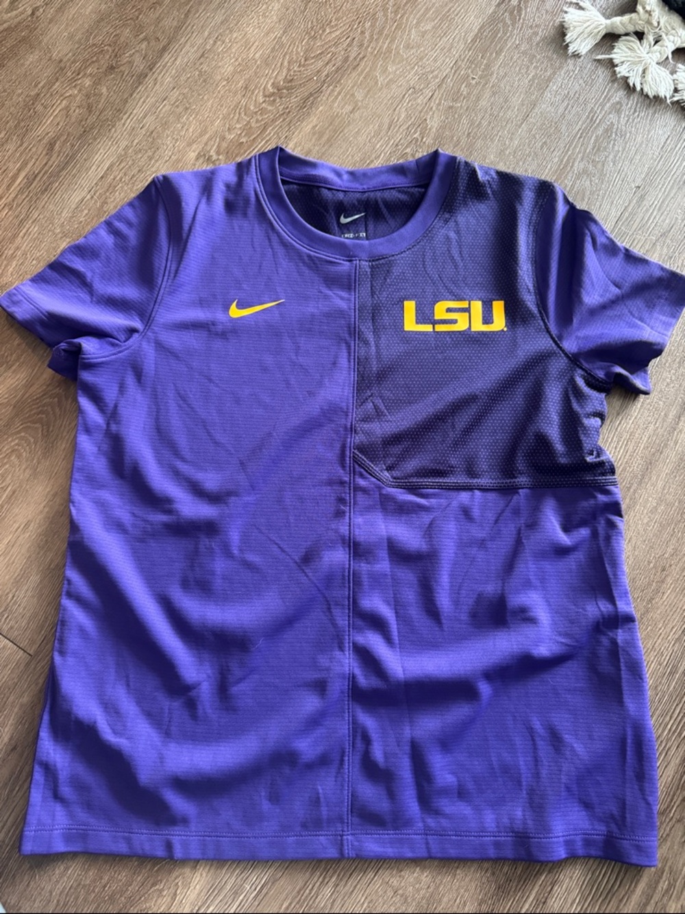 Nike Purple LSU Performance Tee with Yellow Logo